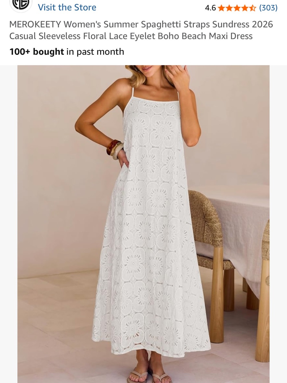 Amazon Pink Sleeveless Lace Eyelet Boho Maxi Dress